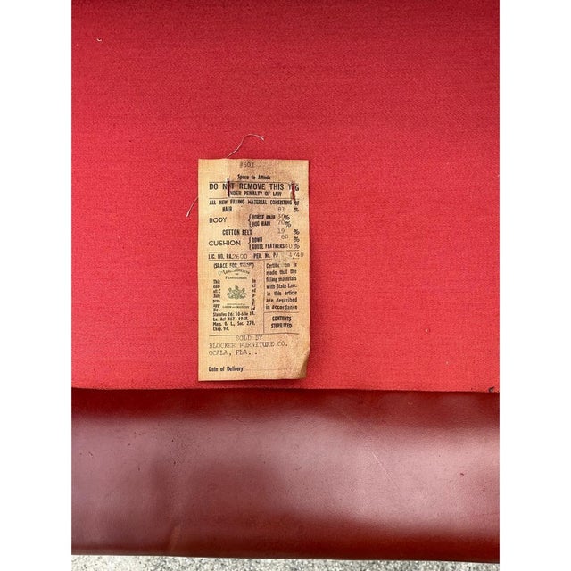 Wood Vintage Saybolt and Cleland Nailhead Trim Leather Sofa For Sale - Image 7 of 12