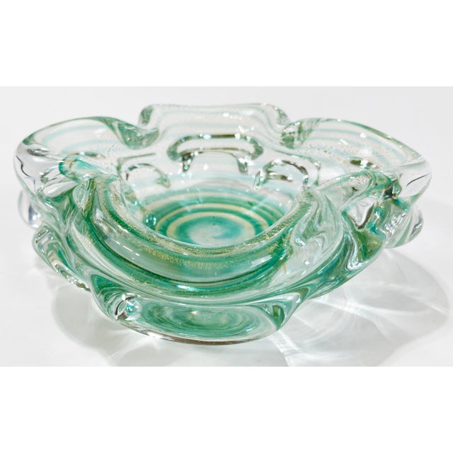 Vintage Murano Style Green Swirl Dish For Sale - Image 9 of 9