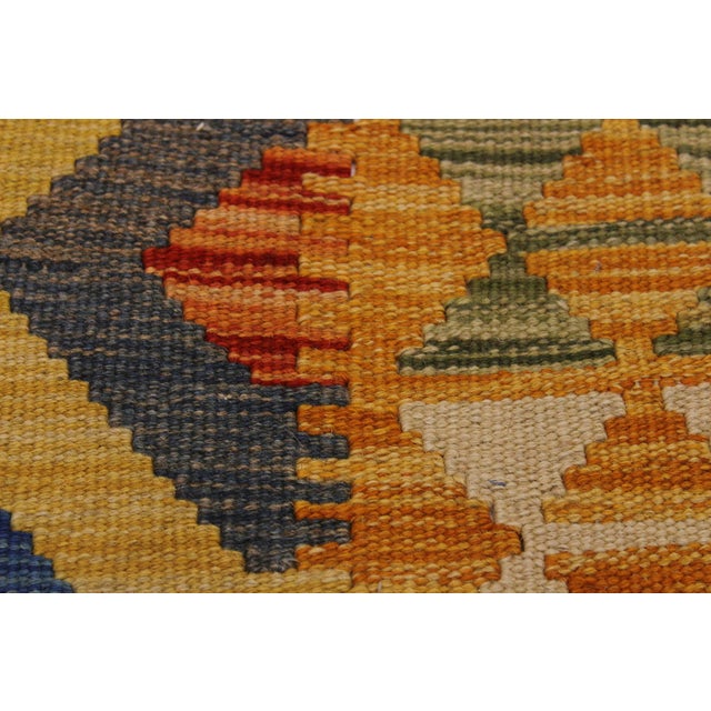 Caucasian Kilim Beige Blue Wool Rug - 3'5" X 6'4" For Sale - Image 4 of 7