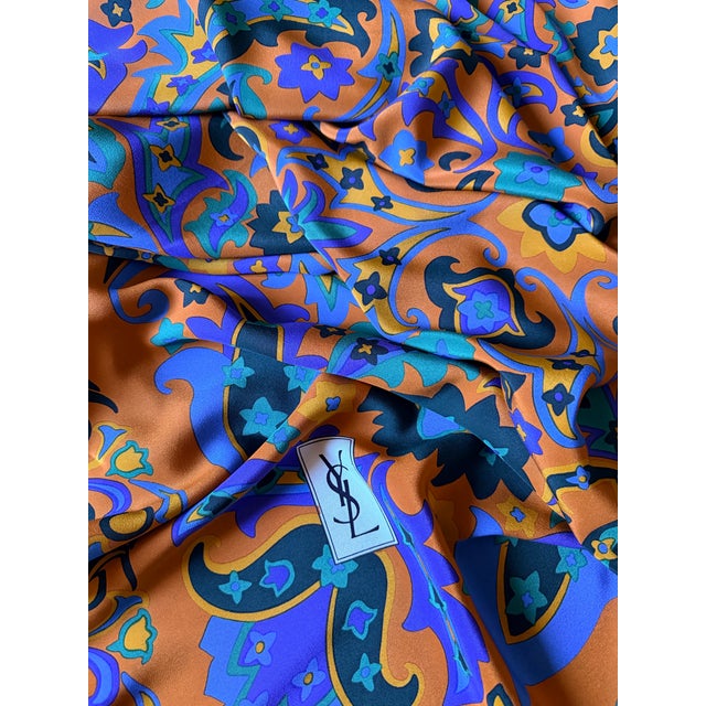 Yves Saint Laurent Large Silk Scarf With Multicolored Arabesque Print, 1980 For Sale - Image 9 of 9