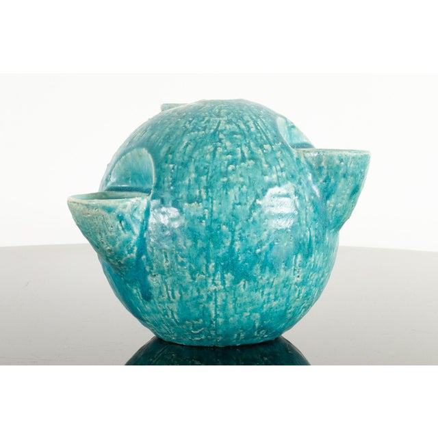 Vintage Danish Candle Holder by Sejer Keramik 1960s One of a kind large ceramic candle holder and vase in turquoise glaze...