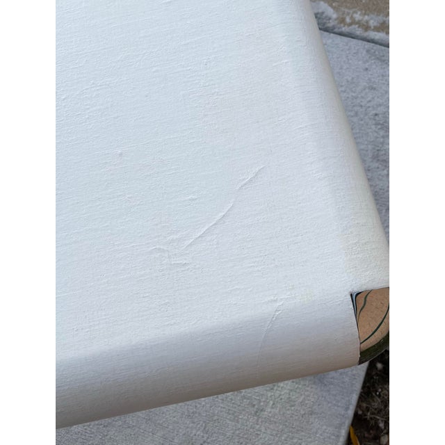Vintage Lacquered Linen and Chrome Capped Game Table For Sale In Chicago - Image 6 of 6
