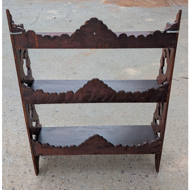 Victorian Victorian Mahogany Fretwork Three-Tier Wall Hanging Display Shelves, Circa 1880 For Sale - Image 3 of 10
