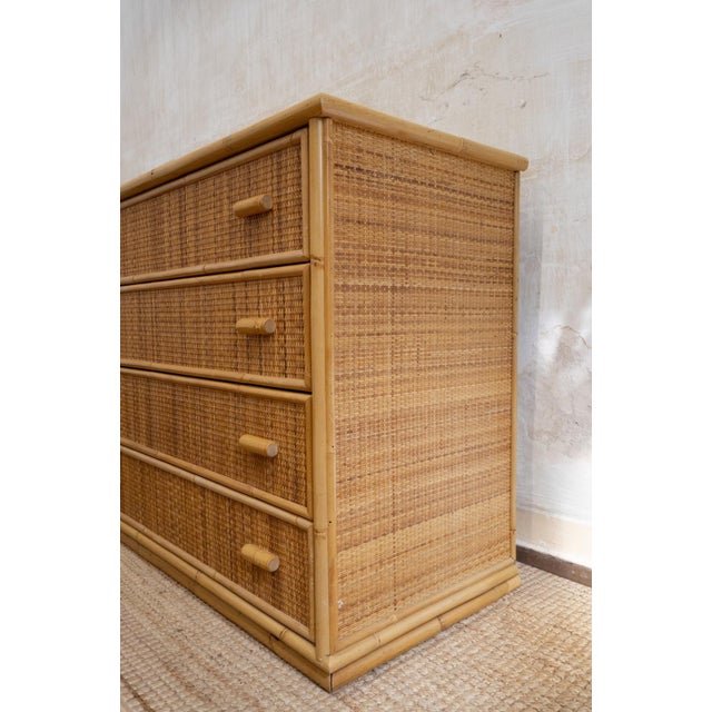 Bamboo and Woven Rush Chest of Drawers, 1970s For Sale - Image 3 of 6