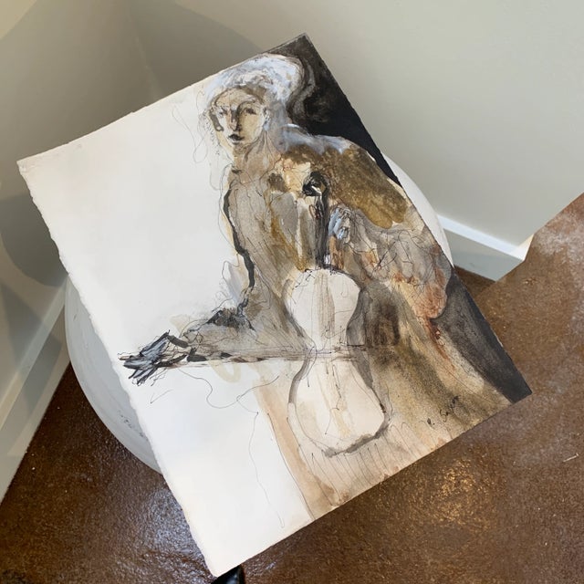 Contemporary Abstract Figurative Ink Wash Painting on Paper by Phil Saxon For Sale - Image 10 of 12