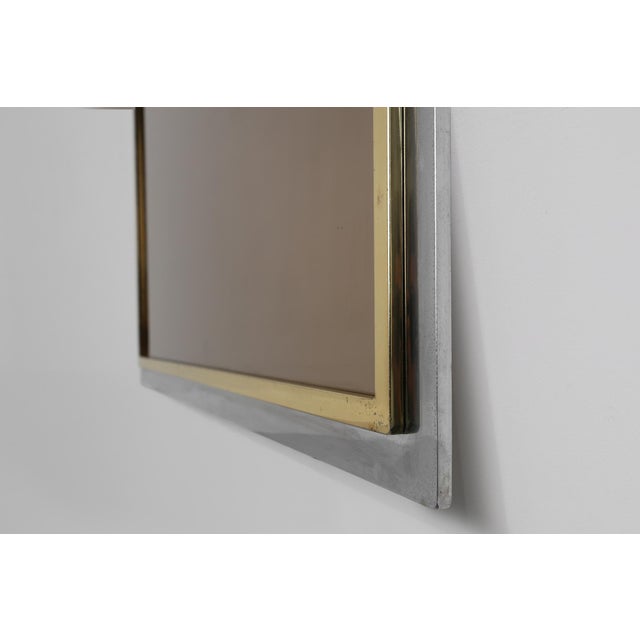 Brown Large Mid-Century Mirror in Metal and Fumé Glass from Belgo Chrome, Belgium, 1980s For Sale - Image 8 of 12