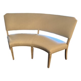 Curved Faux Leather Bench Attributed to Hickory Chair For Sale