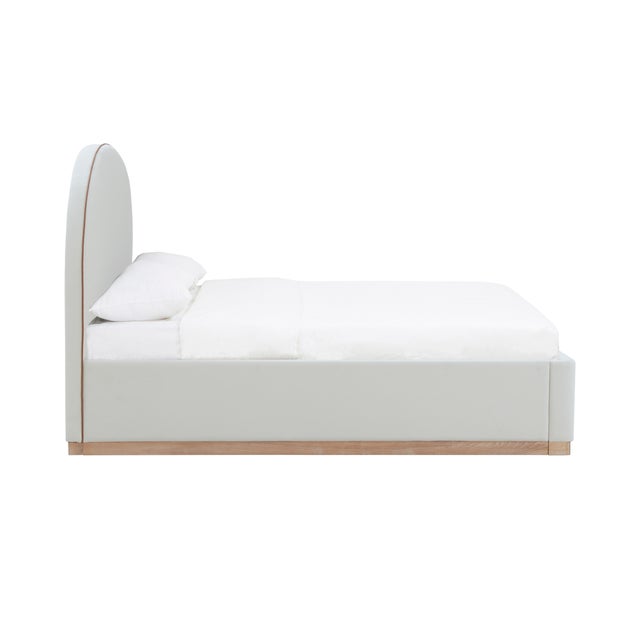 Marlow Performance Velvet Queen Bed, Cream For Sale - Image 4 of 11