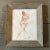 1970’s Vintage Female Nude Watercolor Painting Distressed Wood Tabletop Frame For Sale - Image 4 of 4