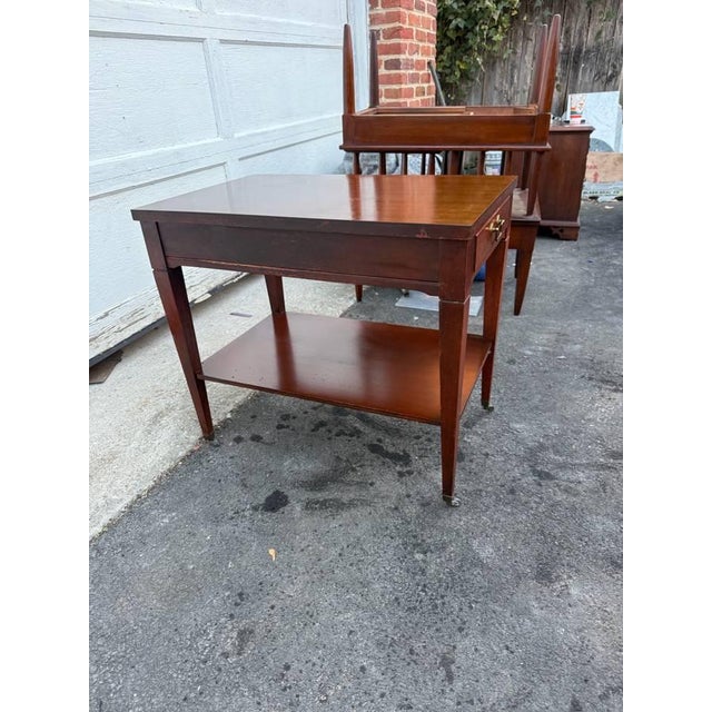 Pair of Vintage Federal Style Mahogany 2 Tier Side Tables by Mesman For Sale - Image 10 of 15