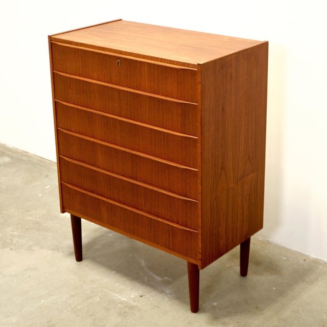 1950s Danish Teak Six Drawer Dresser For Sale In Boston - Image 6 of 10