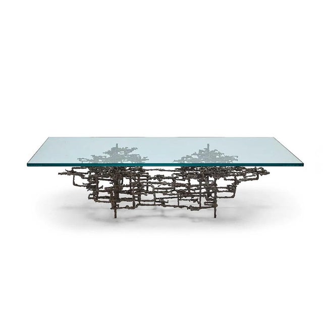 Bronze 1970s Daniel Gluck Brutalist Sculptural Coffee Table in Bronze For Sale - Image 8 of 8