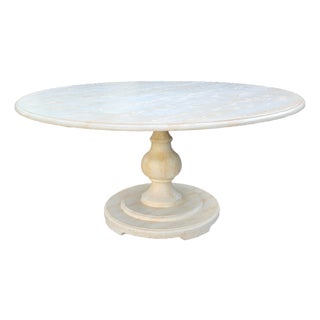 Late 20th Century Large Pedestal Faux Marble Dining Table For Sale