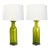 Large Pair Blenko Mid Century Olive-Green Ribbed Vases Now as Lamps For Sale
