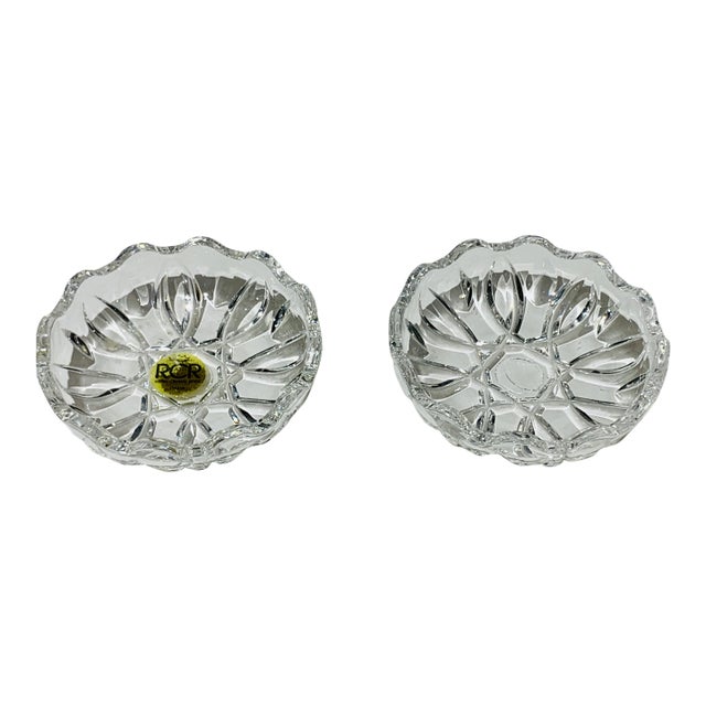 Vintage Roc Lead Crystal Salt Cellars- a Pair For Sale