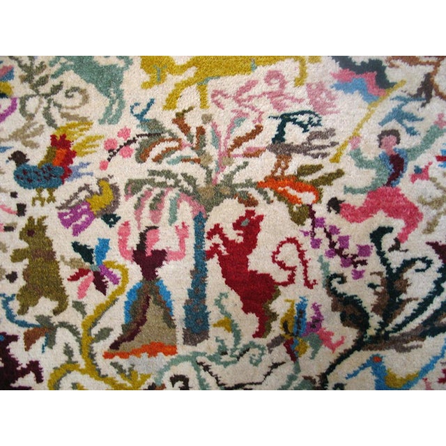 Lovely Ivory Field With Multicolored Mobile Figures Vintage Ecuadorian Rug by Olga Fisch For Sale In New York - Image 6 of 7