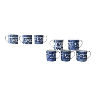 1970s Blue Willow Coffee Mugs - Set of Eight (8) For Sale