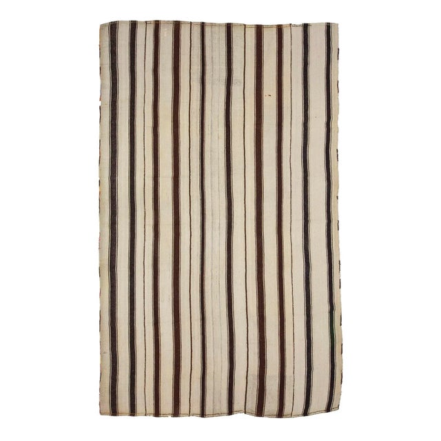 Textile Vintage Turkish Vertical Striped Wool Kilim Rug - 6′8″ × 11′5″ For Sale - Image 7 of 7