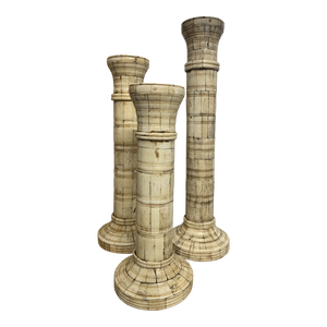 Set of 3 Vintage Sarreid Graduated Tessellated Bone Candle Holders