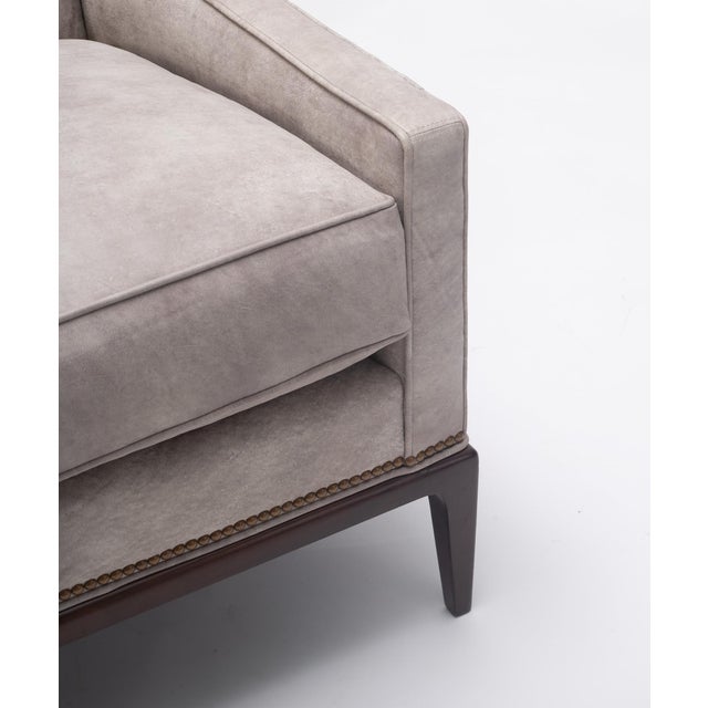 Lavender Birch Leather Wing Chair and Ottoman For Sale - Image 11 of 15