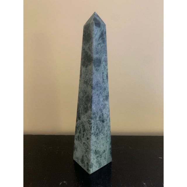 Stone Green Marble Obelisk With Dramatic Veining For Sale - Image 7 of 11