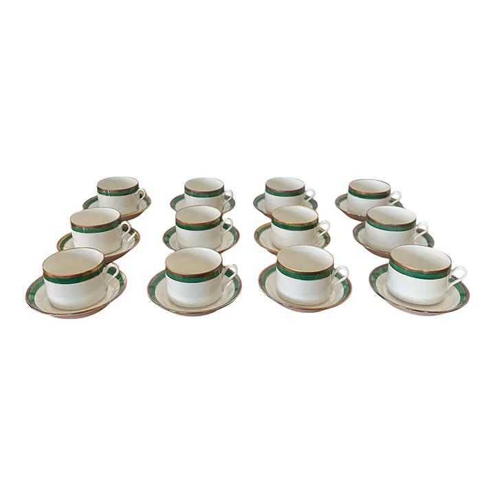 Late 20th Century Richard Ginori Palermo Green Cups and Saucers