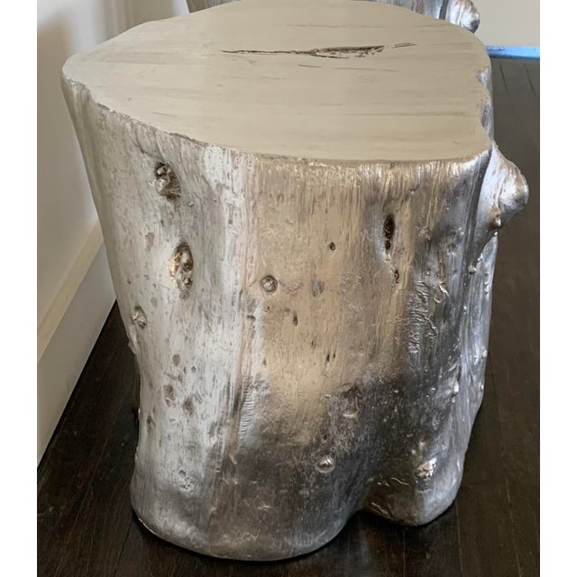 Vintage Painted Resin Tree Trunk Side Table For Sale In Los Angeles - Image 6 of 11
