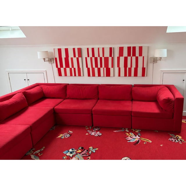 Contemporary Milo Baughman for Thayer Coggin modular sectional sofa with (6) interchangeable pieces. (3) corner pieces and...