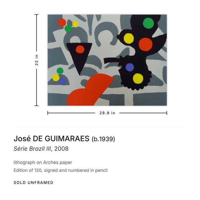 Contemporary 2008 José De Guimaraes Série Brazil III Signed Lithograph For Sale - Image 3 of 3