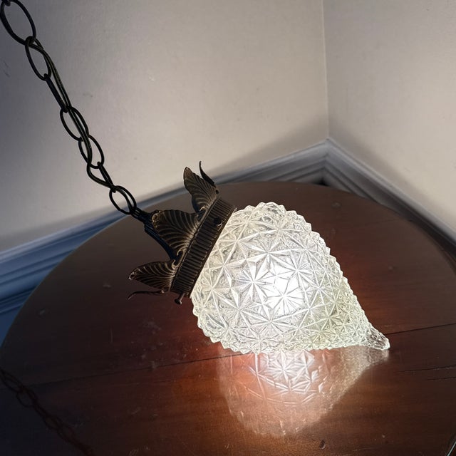 Brass Vintage Italian Style Pineapple Cut Glass Pendant Light For Sale - Image 8 of 12