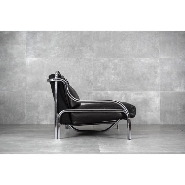 Mid-Century Modern Black Leather Stringa 2-Seater Sofa by Gae Aulenti for Poltronova, 1960s For Sale - Image 3 of 18