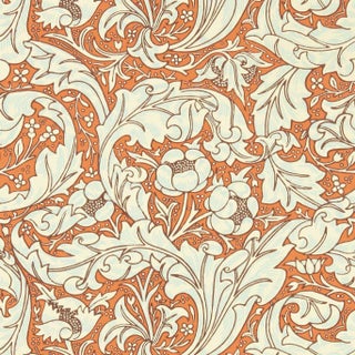 Morris & Co Bachelors Button Wallpaper in Burnt Orange/Sky - a Sample For Sale