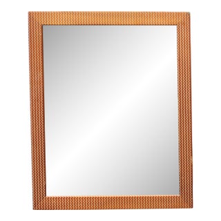 Vintage Wall Mirror | Wood Frame With White Zig Zag For Sale