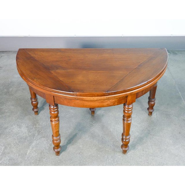 Half-Moon Opening Console Table in Walnut, 1800 For Sale - Image 3 of 18