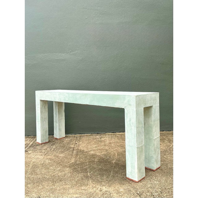 Vintage Linen Buon Fresco Faux Finished Console Table in Venetian Green For Sale - Image 9 of 12