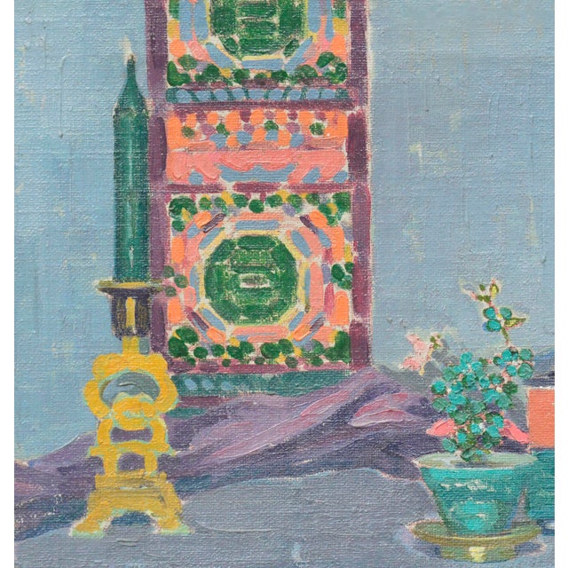 Gorgeous 1920's still life with Asian elements by San Francisco artist Almira Austin Judson (American, 1868-1945). Signed...