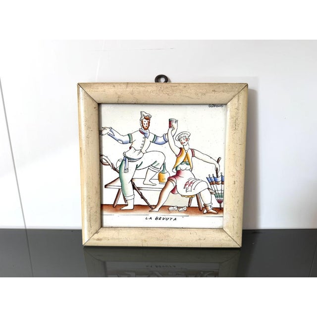 Mid-Century Modern Vintage The Drinking Tile by Gio Ponti for Richard-Ginori San Cristoforo, 1930 For Sale - Image 3 of 7