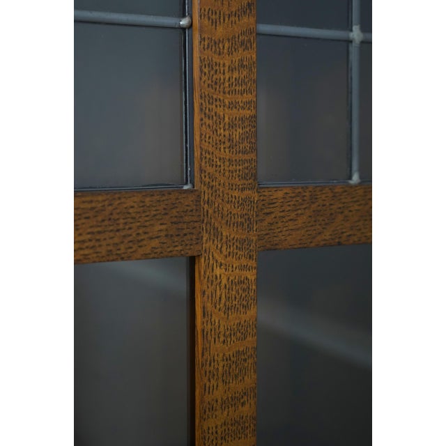 Brown Stickley 2 Door Mission Oak Leaded Door Bookcase For Sale - Image 8 of 16