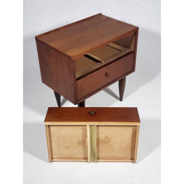 Brown Vintage Original Mid-Century Modern Harmony House All Wood Walnut Nightstand (One) With Tapered Legs For Sale - Image 8 of 11