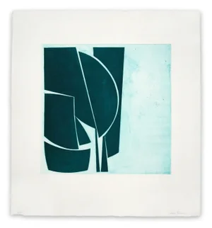 Contemporary Abstract Aquatint Made With Oil Based Charbonnel Etching Ink, Printed on 100% Rag Paper Painting "Covers 1 Viridian" by Joanne Freeman
