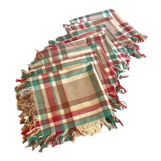 20th Century Country Plaid Fringe Dinner Napkins - Set of 8 For Sale