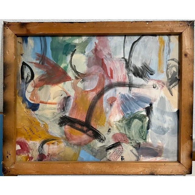 Unknown, Chinese Large Modernist Color Painting Asian Dragon Vase, Flowers Textured Paint For Sale - Image 11 of 11