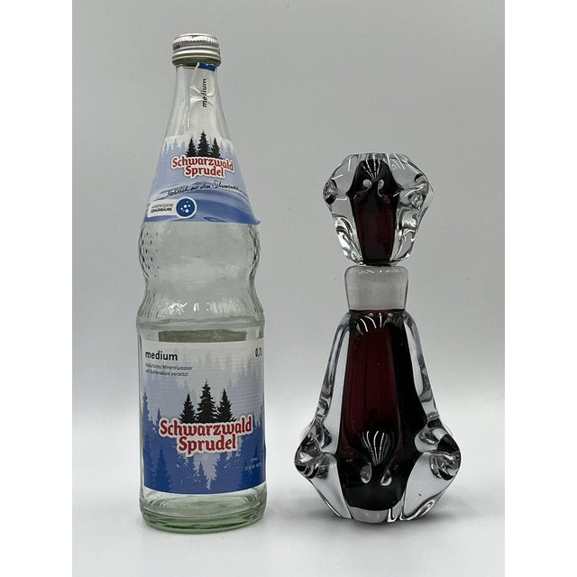 Large Heavy Mid-Century Crystal Flacon Bottole in Ruby Red Glass, 1950s For Sale - Image 11 of 12