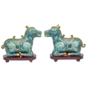 Antique Chinese Cloisonné Incense Burner Horse Boxes