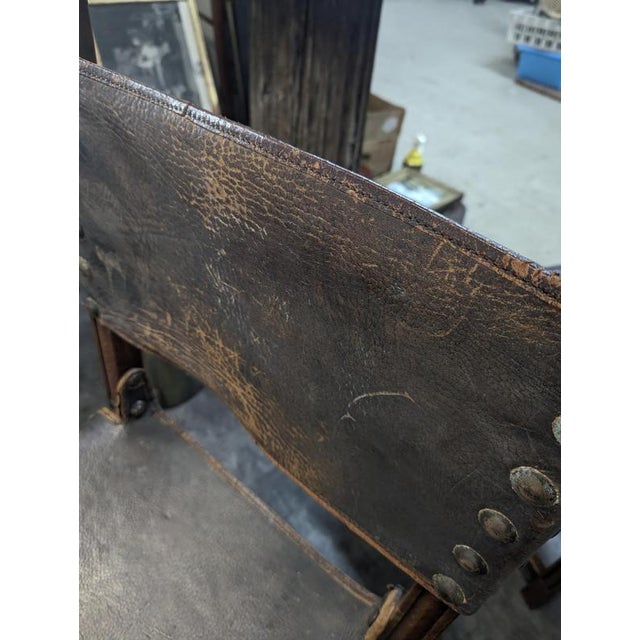 Gothic Chairs in Oak and Studded Leather, Set of 8 For Sale - Image 12 of 14