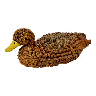 1950s Arts & Crafts Boho Chic Pine Cone/Paper Mache’ Duck Decoy For Sale