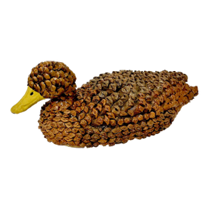 1950s Arts & Crafts Boho Chic Pine Cone/Paper Mache’ Duck Decoy