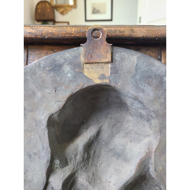 Antique Oval Bronze Bas-Relief Wall Plaque Portrait of a Nude Maiden For Sale - Image 13 of 16