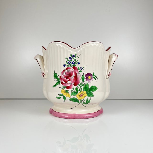 Large Streetlight Model Planter with Pink Pattern from KG Lunéville, 1980s For Sale - Image 9 of 9