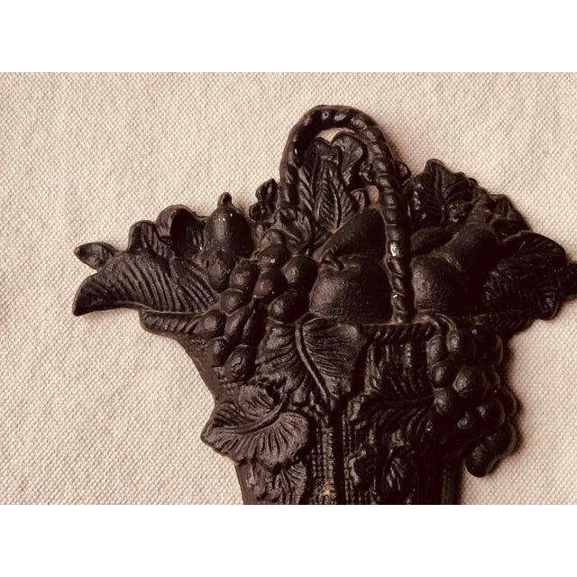 Antique American Cast Iron Fruit Basket Doorstop, C. 1920s–1930s, Black Paint For Sale - Image 16 of 18
